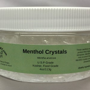 Menthol Crystals Food Grade, Kosher & USP 4 Jar oz