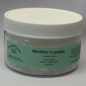 Menthol Crystals Food Grade, Kosher & USP 2 Jar oz