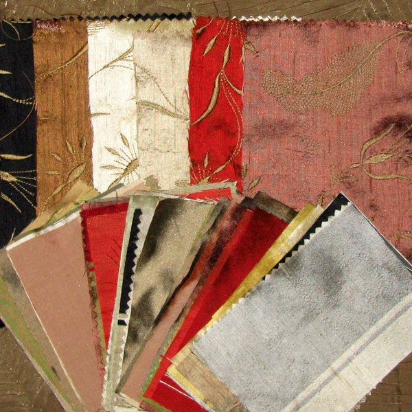 Destash Fabrics - Silk Variety Pack - Small Cuts/Scraps - Crazy Quilts and Fiber Arts