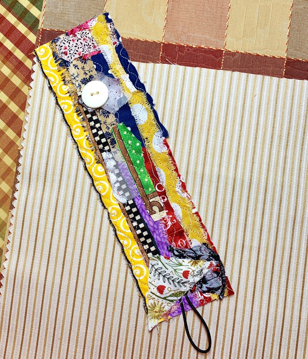 Handmade Scrappy Fabric Wrist Cuff Bohemian Fabric Cuff Etsy