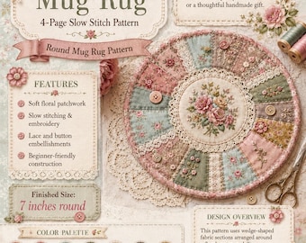 Shabby Chic Mug Rug Slow Stitch Pattern