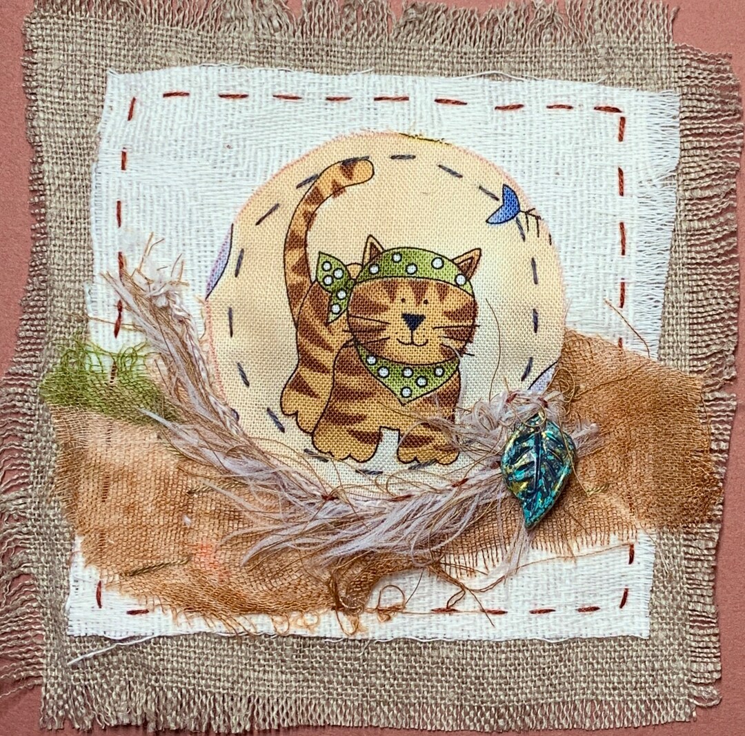 Beginner Slow Stitch Kits, Easy and Affordable Stitchery Kits, Cats