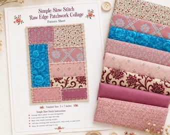 Slow Stitch Patchwork Pattern - (Vintage Mauve Collection 3 of 3)  | A limited release | Beginner Slow Stitching Project