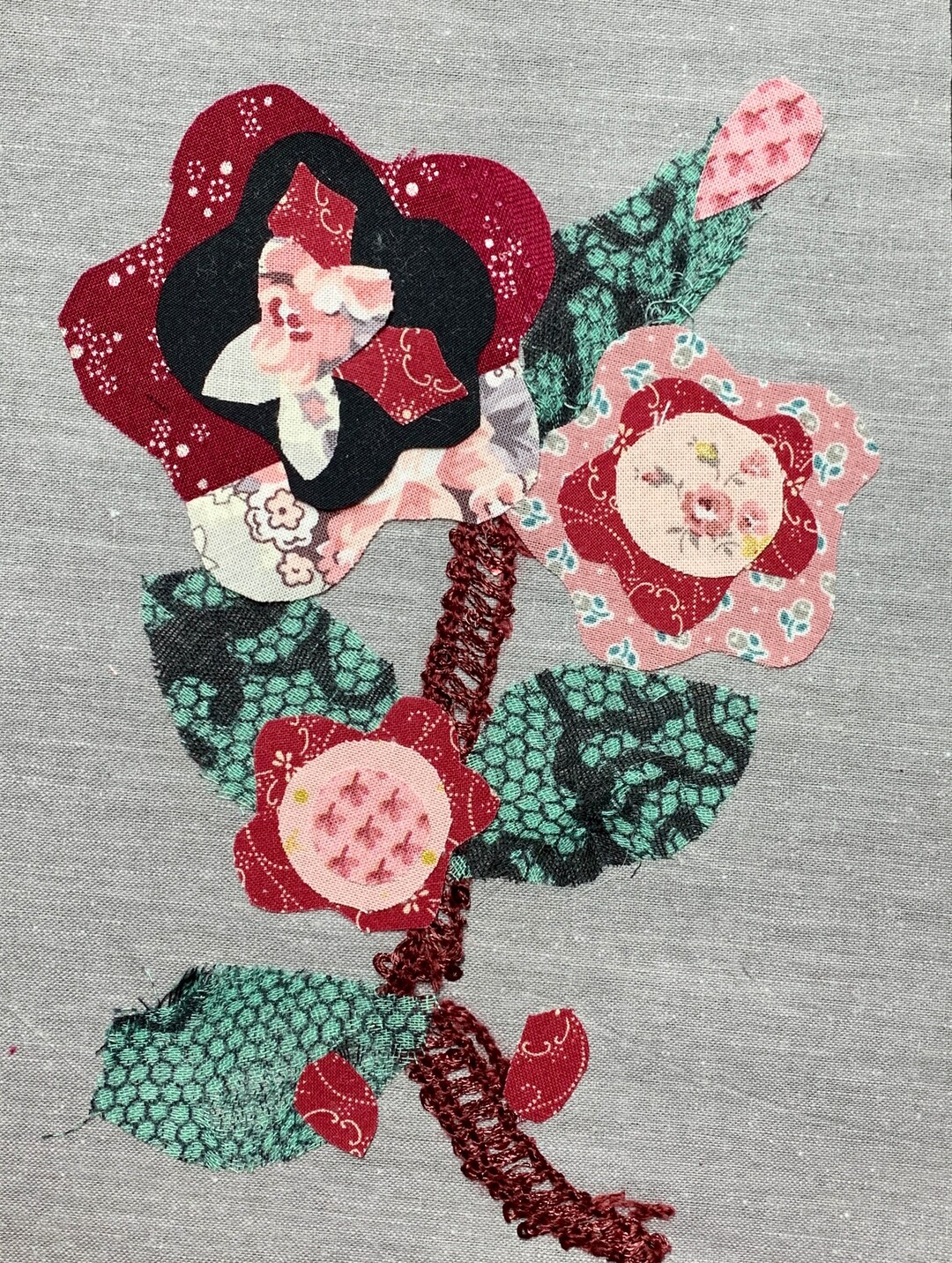 Vintage Beauty Floral Slow Stitch Kit, Hand Sewing Kit, Embroidery Kit