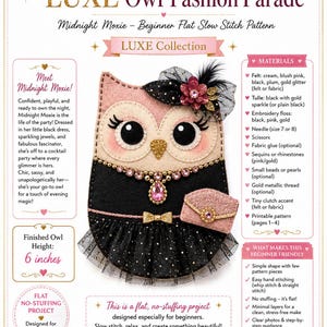 Slow Stitching Fashion Owl Collection Pattern/Guide | Midnight Moxie | Craft Pattern