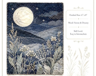 Moonlit Meadow Slow Stitch Landscape Pattern
