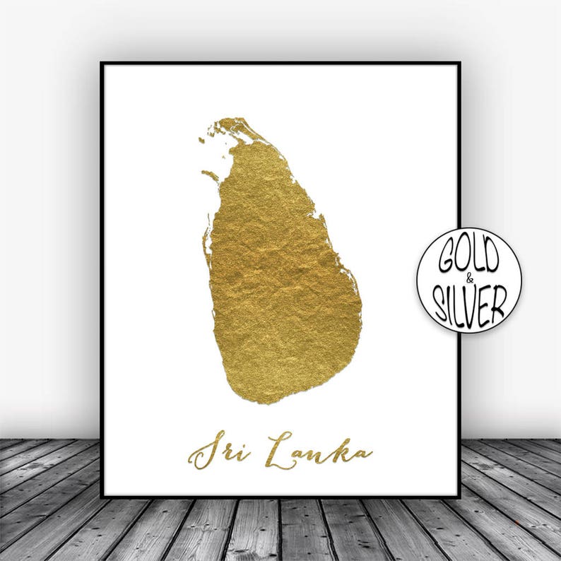 Sri Lanka Print Sri Lanka Art Print Gold Wall Decor Sri Etsy