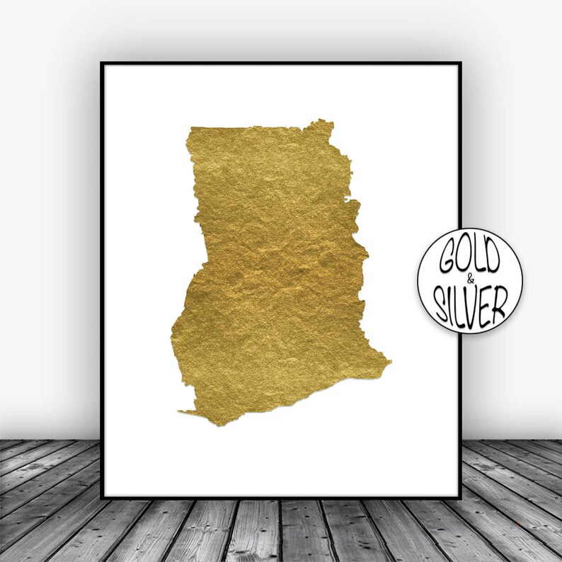 Ghana Print Gold Decor Ghana Map Print Office Wall Decor Etsy
