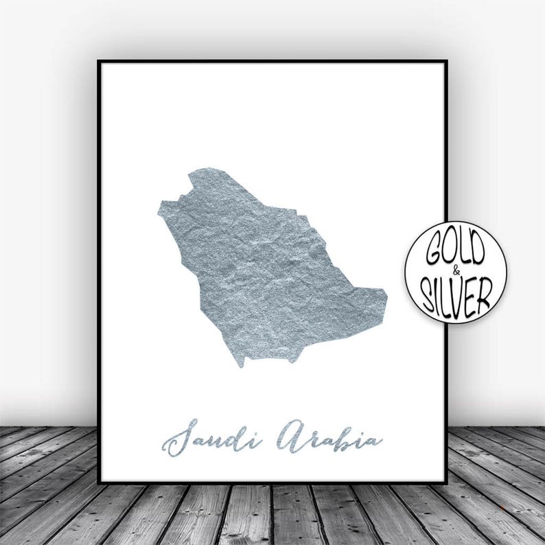 Saudi Arabia Print Saudi Arabia Art Print GoldArtPrint Home Wall Decor Living Room Decor Home Decor Saudi Arabia Map Art Wall Prints