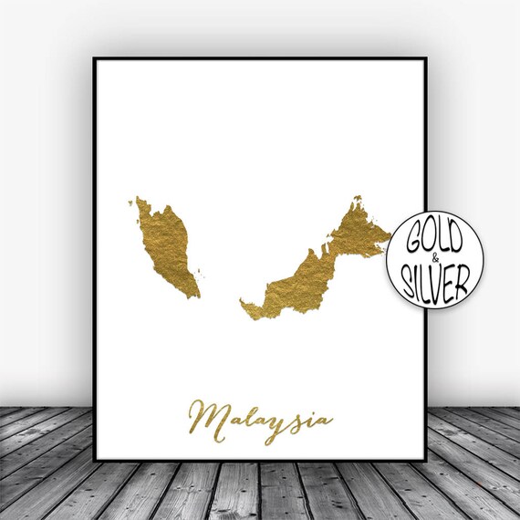 Malaysia Print Malaysia Art Print Gold Wall Decor Malaysia Etsy