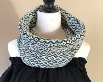 Woven forrest green infinity scarf