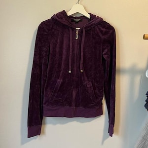 Vintage Y2K Juicy Couture Purple Velvet Zip Up Sweater