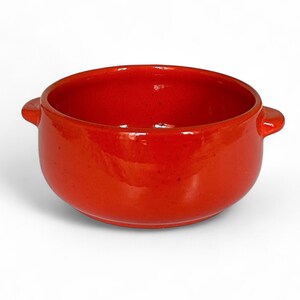 Mid Century Stoneware Pot by GERZ West Germany, Lava Red Glazed Ceramic Crock, Handled Bowl, Small Casserole/Serving Bowl, circa 1960s