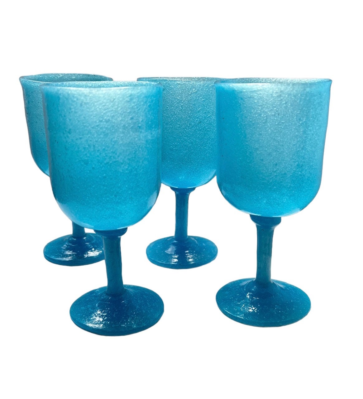 Vintage Light Blue Frosted Wine Glasses
