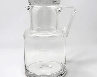 Vintage English Hand-Blown Glass Carafe & Tumbler Set, Bedside Water Pitcher or Fresh Juice Pitcher