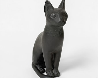Vintage Terracotta Bastet Sculpture | Egyptian Revival Figurine | Museum Replica - Ancient Cat Goddess Statue