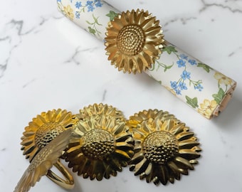 Set von 6 Vintage Messing Serviettenringen - Hergestellt in Indien, c. 1970er–80er Jahre