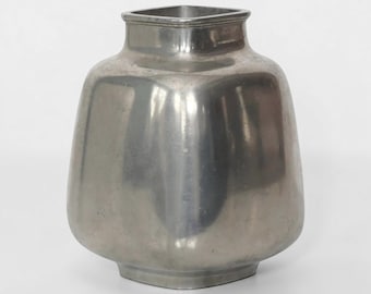 Danish Mid Century Modern Square Pewter Vase, Model 2707 by Just Andersen, Denmark - circa 1950s