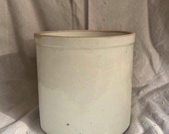 Antique Salt-Glazed Stoneware Crock,  Primitive, Farmhouse Kitchen Utensil Storage Vessel or Vase/Planter