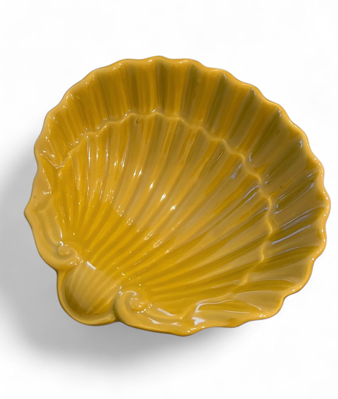 Vintage Yellow Majolica Ceramic Clam Shell Dish by Peasant Village ...