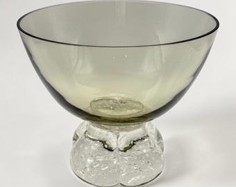 Mid Century Rauchglas Fußschale mit Base für kontrollierte Blasen