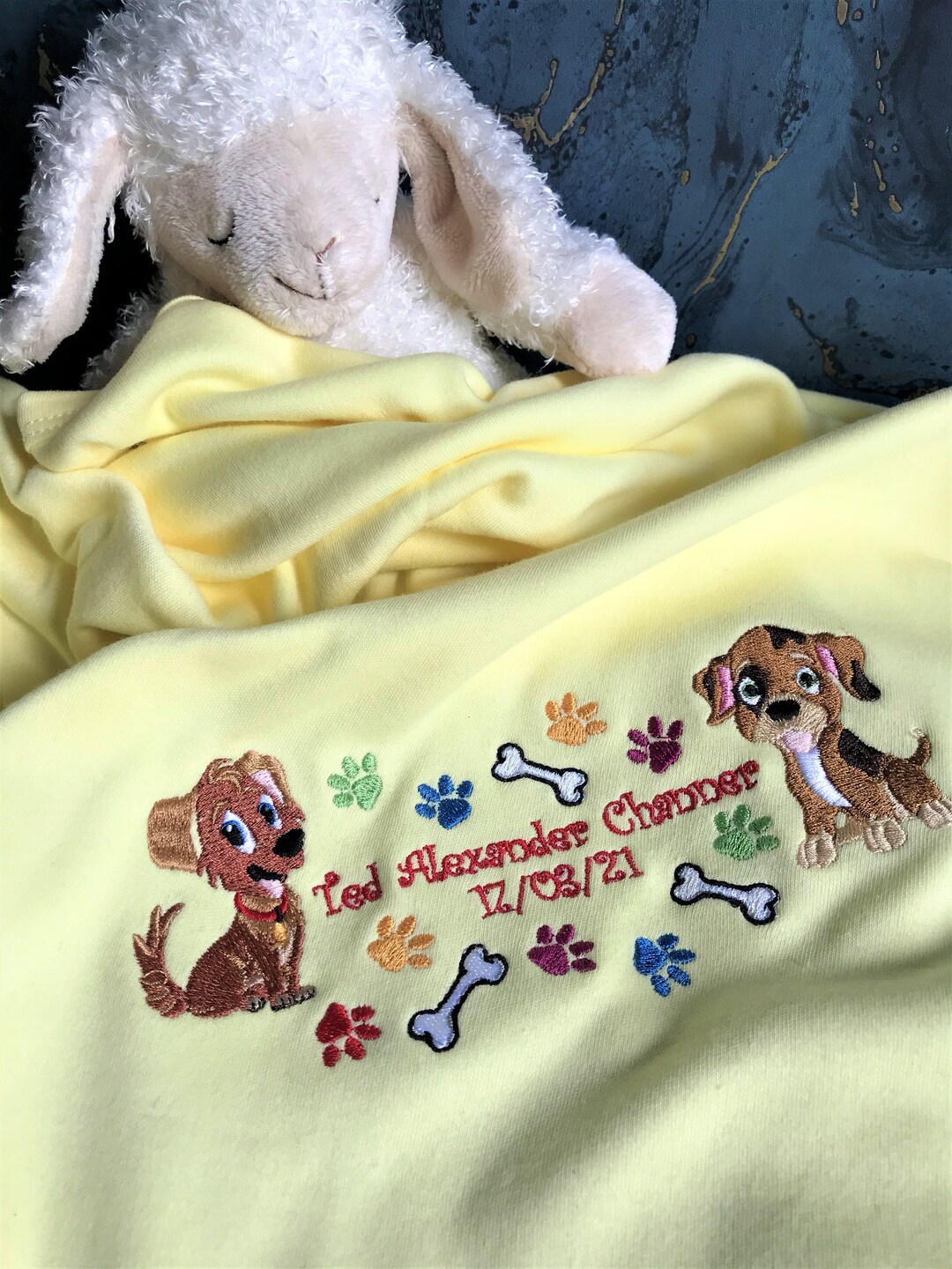 Personalised Cute Puppy Baby Blanket Puppy Nursery Blanket Etsy