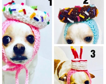 Traje de perro, sombrero de cumpleaños de perro donut, sombrero de fiesta de perro, traje de perro, ropa de perro pequeño, sombrero de pastel de cumpleaños de perro, sombreros de perro para perros, snood de perro