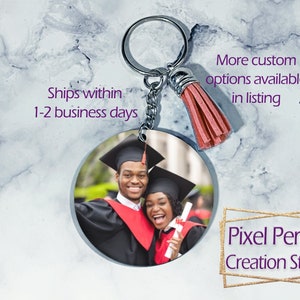 Custom Graduation Keychain - Class of 2023 Graduate Photo Keychain w/ Tassel - Family Keepsake Gift - Senior Grad Gift High School College