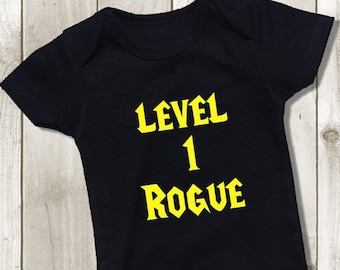 Level 1 Rogue Bodysuit - Gamer Baby Onepiece - Future Rogue Horde - Baby Shower Gift - Boys or Girls Unisex Tshirt