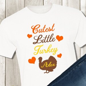 Cutest Little Turkey Thanksgiving Shirt - Personalized Thanksgiving Kids Shirt - Fall Toddler Girl - Turkey Day Tshirt - Unisex Kids Tshirt