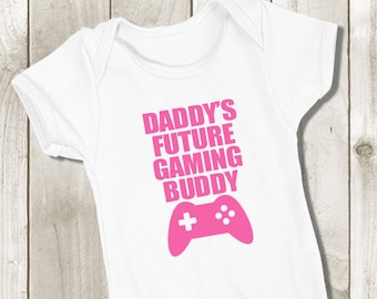 Daddy's Future Gaming Buddy Bodysuit - Gamer Baby Outfit - Pregnancy Announcement - Geek Baby Girl Baby Shower Gift - Gamer Baby Outfit