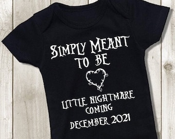 Simply Meant to Be Nightmare Before Christmas Baby Bodysuit - Halloween Baby Announcement - Boys or Girls Unisex Babies Outfit