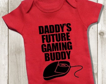 Daddy's Future Gaming Buddy Bodysuit - PC Gamer Baby Outfit Computer Mouse - Geek Baby Pregnancy Announcement - Boy Baby Shower Gift