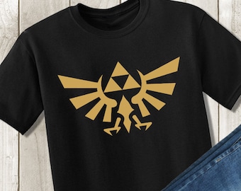 Legend of Zelda Shirt - Gold Triforce Tshirt - Hylian Crest Shirt - Unisex Kids Children&#39;s Tshirt - Baby Bodysuit