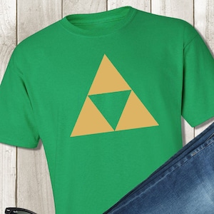 Legend of Zelda Shirt - Green and Gold Triforce Tshirt - Hylian Crest Shirt - Unisex Kids Children&#39;s Shirt - Adult Zelda Shirt - Baby Outfit