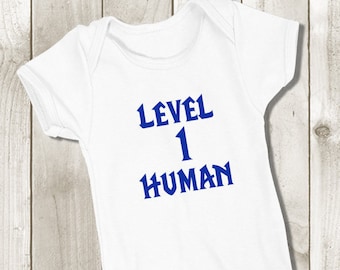 Level 1 Human Bodysuit - Gamer Baby Onepiece - Daddy's Gaming Buddy - Baby Shower Gift - Boys or Girls Unisex Babies Outfit