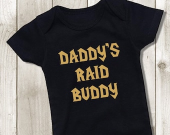Daddy's Raid Buddy Baby Bodysuit - World of Warcraft Baby Onepiece - Mommy's Raiding Buddy - Gamer Baby Boys Girls Unisex Babies Outfit