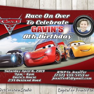 Cars 3 Birthday Invite - Lightening McQueen and Cruz Ramirez Cars Party Invitation- Disney Cars Invite - Digital Printable or Printed Invite