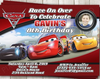 Cars 3 Birthday Invite - Lightening McQueen and Cruz Ramirez Cars Party Invitation- Disney Cars Invite - Digital Printable or Printed Invite