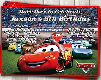 Cars Birthday Invitation - Cars 2 Party Invite - Disney Cars Invite Card - Lightening McQueen Party - Digital Printable or Printed Invite