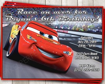 Lightening McQueen Invitation - Cars 3 Birthday Invite - Cars 2 Party Invite - Disney Cars Invite Card - Digital Printable or Printed Invite