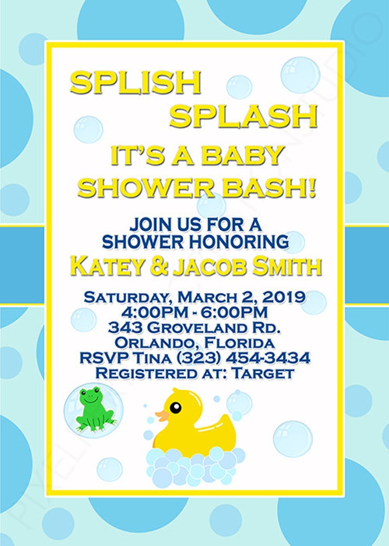 Splish Splash Baby Shower Invitation - Rubber Ducky Invite - Gender ...