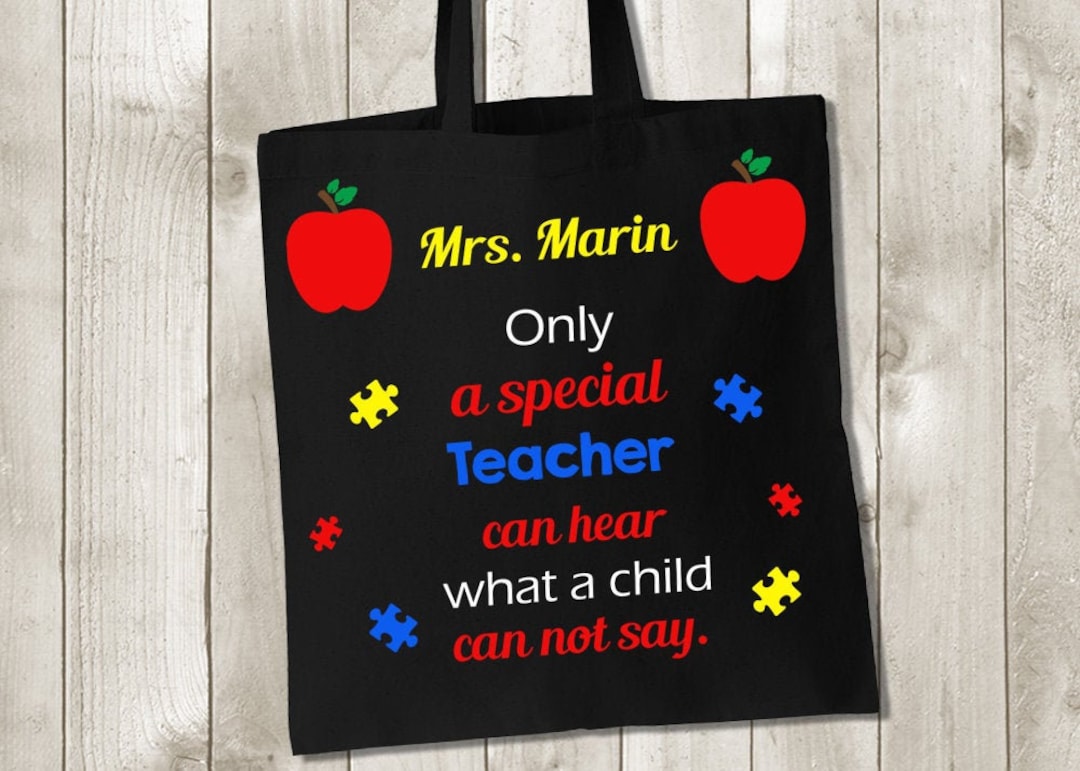 Autism Teacher Tote Bag - Special Education Teacher Gift Personalized ...