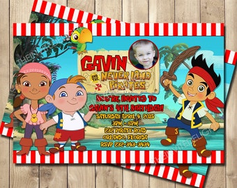 Jake and the Neverland Pirates Birthday Invitation - Boy Pirate Birthday Invite - Jake Cubby Izzy - Personalized Printable Photo Invite