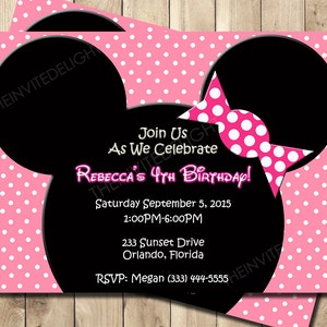 Minnie Mouse Birthday Invitation - Minnie Pink Polka Dot Birthday Invite - Baby Shower Invite - Personalized Printable Invite