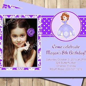 Sofia the First Birthday Invitation - Princess Sofia Party Invite - Sofia the First Photo Invite - Personalized Printable Invite