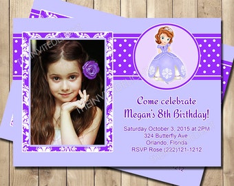Sofia the First Birthday Invitation - Princess Sofia Party Invite - Sofia the First Photo Invite - Personalized Printable Invite