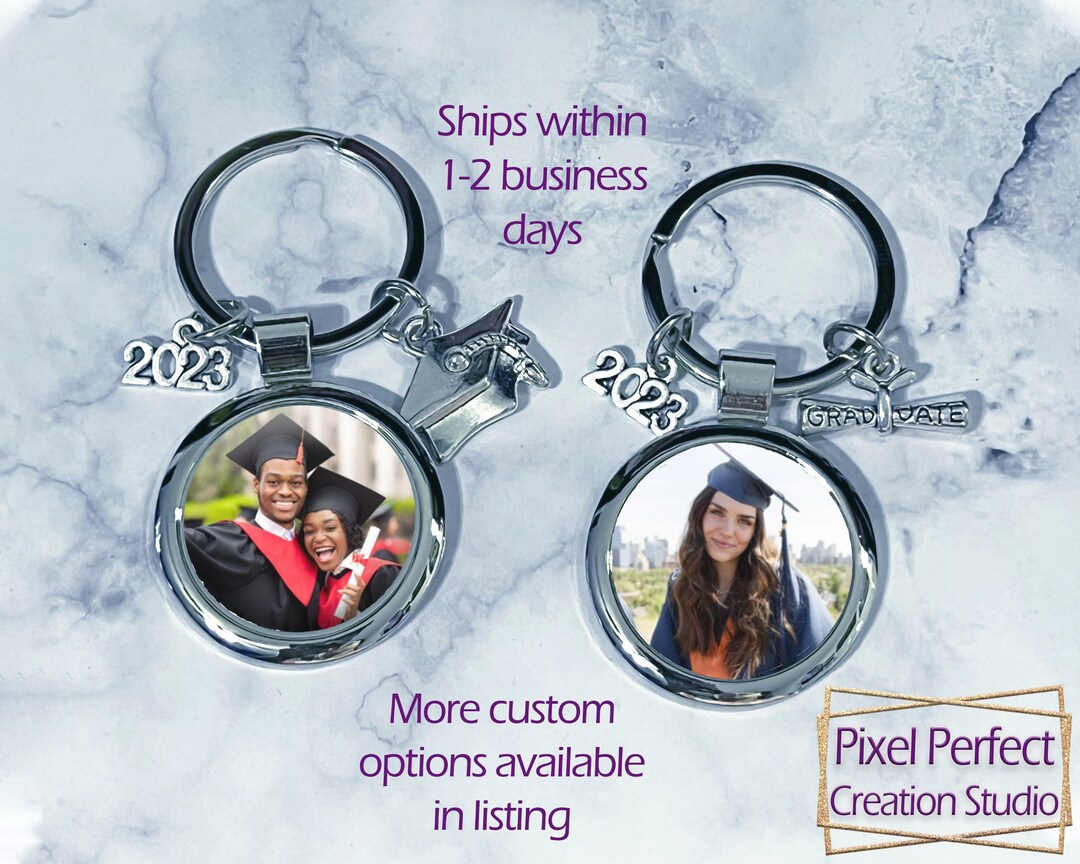 Custom Graduation Keychain Set Class of 2023 Graduate Photo Pendant ...