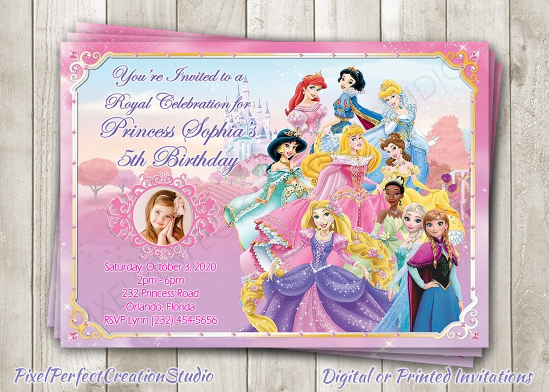 Carte Anniversaire Princesse Disney Gratuite à Imprimer Invitation d'anniversaire de princesse Disney Invitation - Etsy France