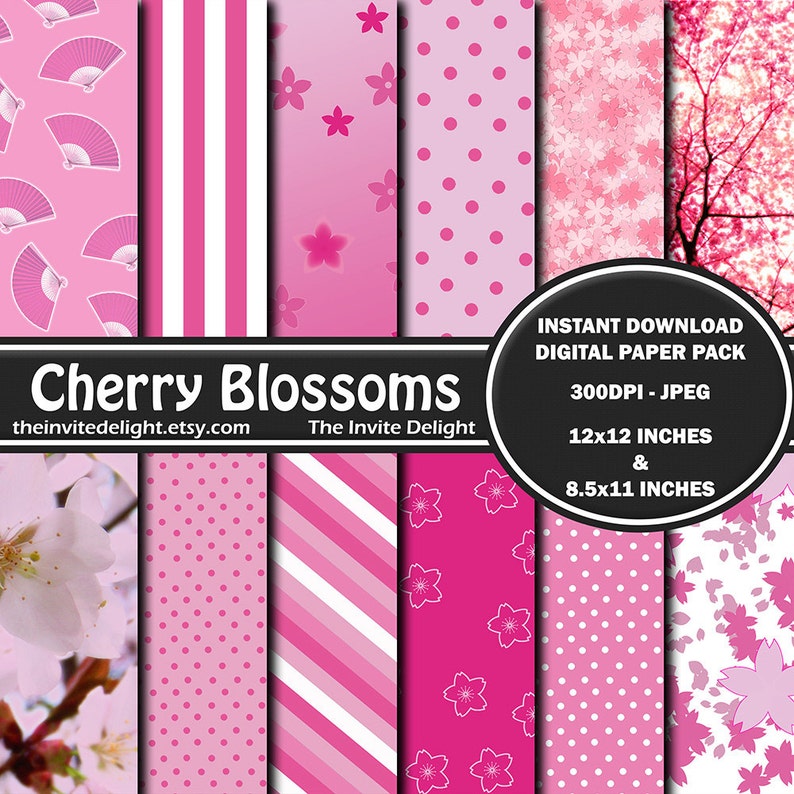 Max 87% OFF Cherry Blossoms Digital Paper Japane Pack Max 47% OFF Printable Springtime